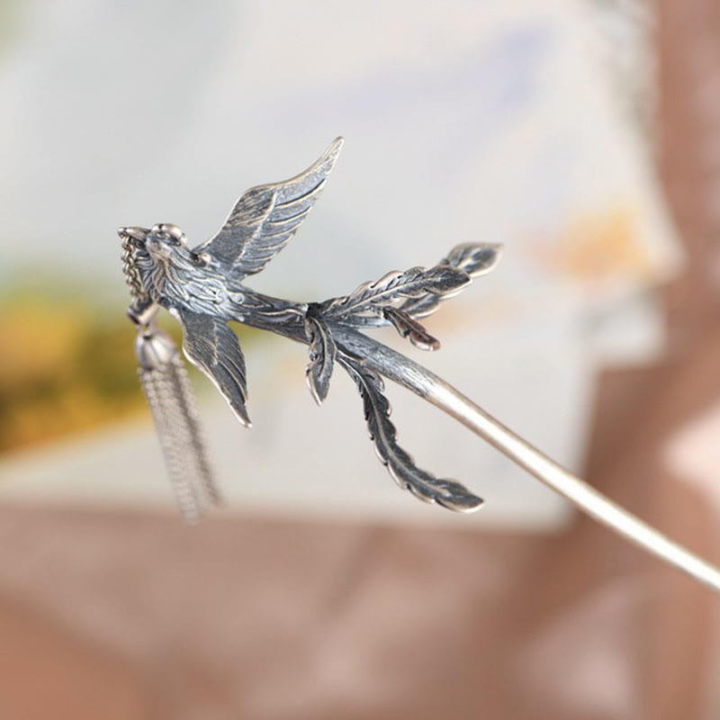 Buddha Stones925スターリングシルバー フェニックスタッセル プロテクションヘアピン - image 2