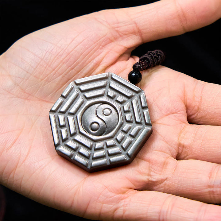 Buddha Stonesシルバー シーン オブシディアン 八卦 陰陽 シンボル 守護 ネックレス ペンダント - image 12