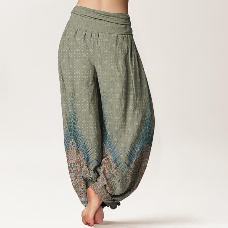Buddha Stonesエスニック ピーコック 花柄 レディース 伸縮性ウエスト ハーレムパンツ - image 6