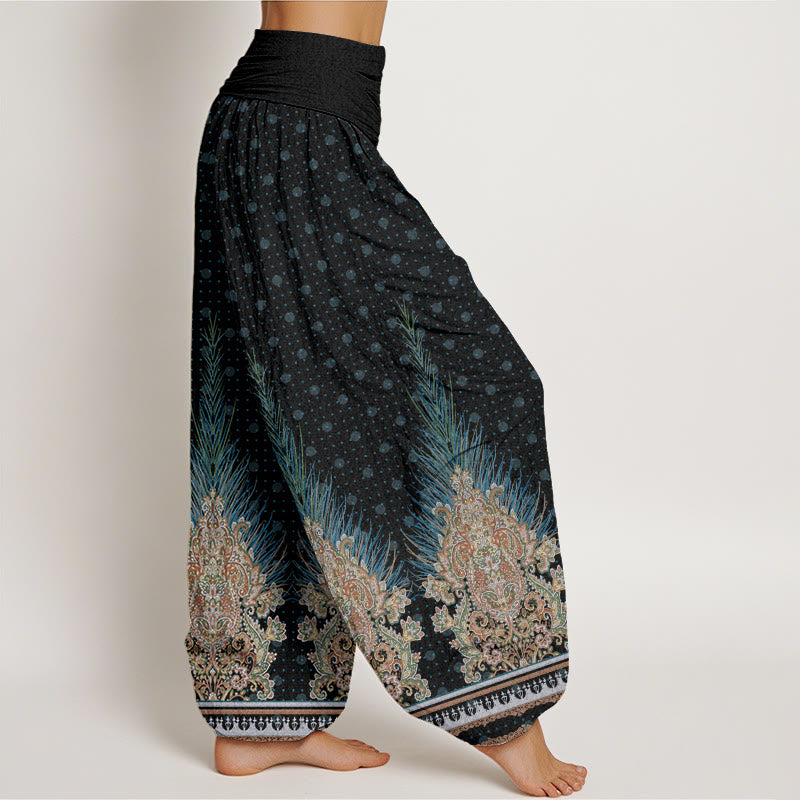Buddha Stonesエスニック ピーコック 花柄 レディース 伸縮性ウエスト ハーレムパンツ - image 10