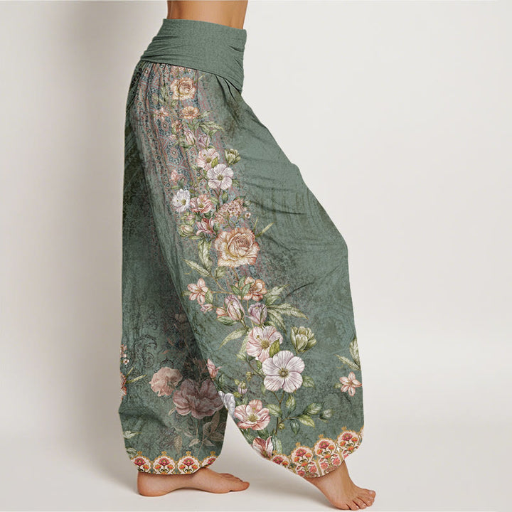 Buddha Stonesコットンエスニックフローラルエスニックトーテム柄レディース伸縮性ウエストハーレムパンツ - image 2