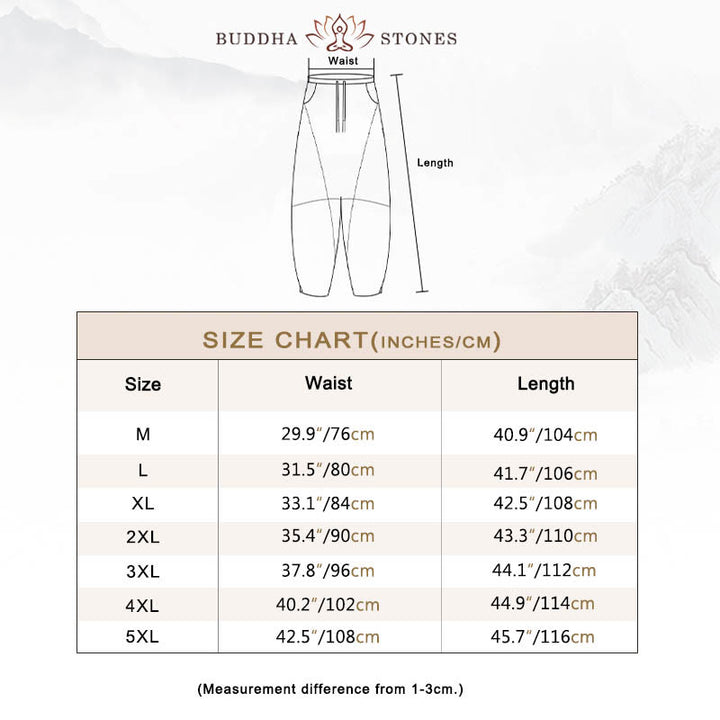 Buddha Stones メンズ 無地 コットン カジュアル ドローストリングパンツ ポケット付き ゆったり - image 3