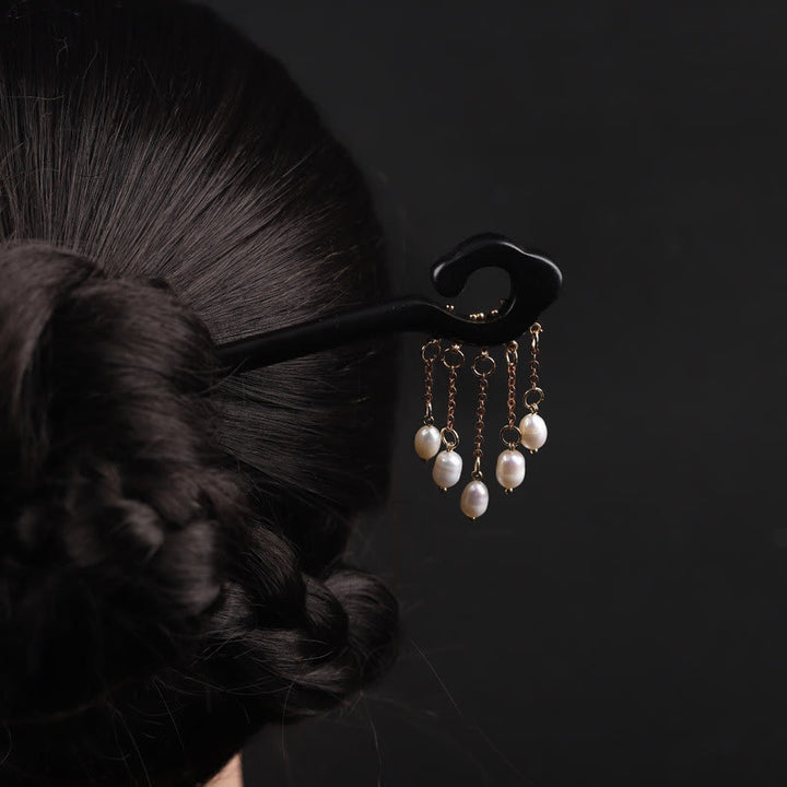 Buddha Stones黒檀 吉兆 雲珠 タッセル 守護 ヘアピン