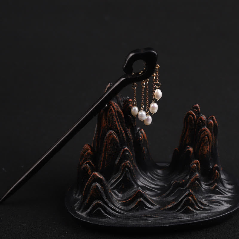 Buddha Stones黒檀 吉兆 雲珠 タッセル 守護 ヘアピン