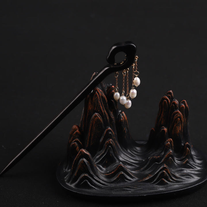 Buddha Stones黒檀 吉兆 雲珠 タッセル 守護 ヘアピン