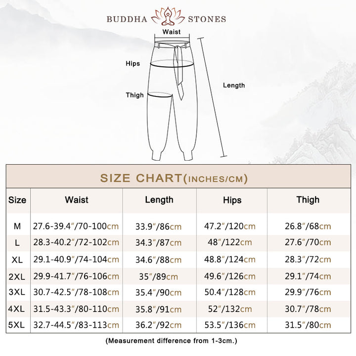 Buddha Stonesオーシャンウェーブ レースアップ コットン メンズ ハーレムパンツ ポケット付き - image 3