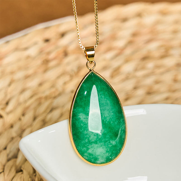 Buddha Stonesグリーン翡翠水滴模様の豊かさのネックレスペンダント
