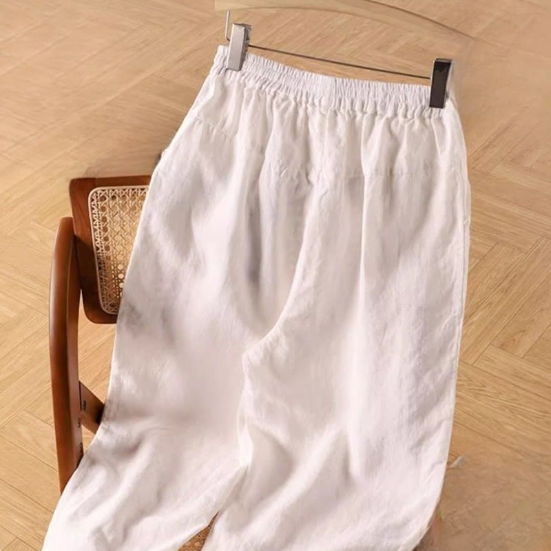 Buddha Stonesカジュアル 無地 ハイウエスト コットンリネン レディース ハーレムパンツ ポケット付き - image 11