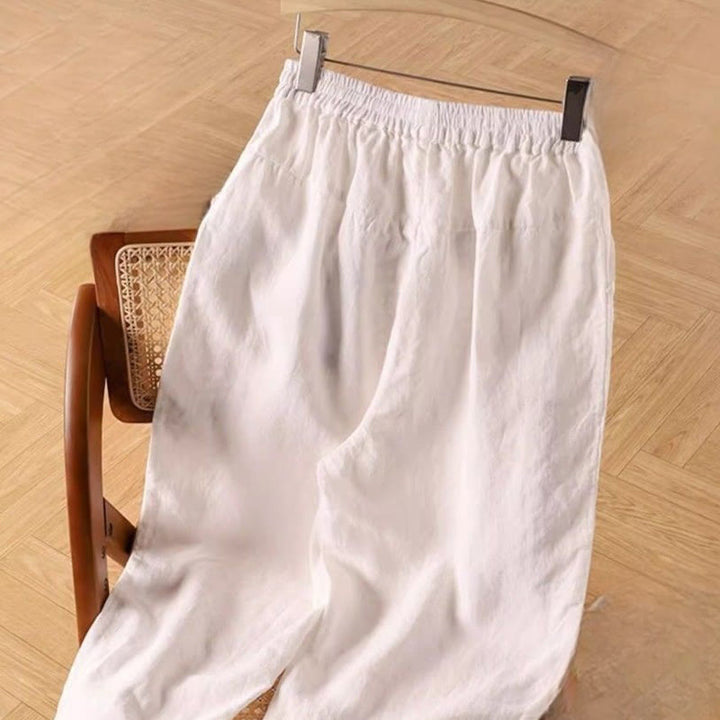 Buddha Stonesカジュアル 無地 ハイウエスト コットンリネン レディース ハーレムパンツ ポケット付き - image 11