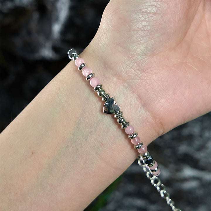 Buddha Stones天然石 アマゾナイト アメジスト ラズライト ラピスラズリ ローズクォーツ ハート ポジティブバランス ブレスレット - image 22