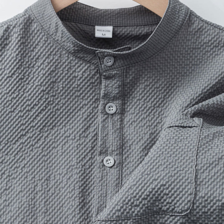 Buddha Stones無地ポロ チェック柄 ハーフボタン メンズ 半袖シャツ - image 18