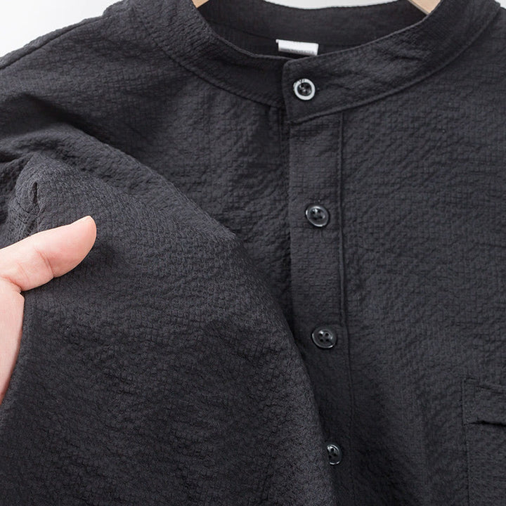 Buddha Stones無地ポロ チェック柄 ハーフボタン メンズ 半袖シャツ - image 13