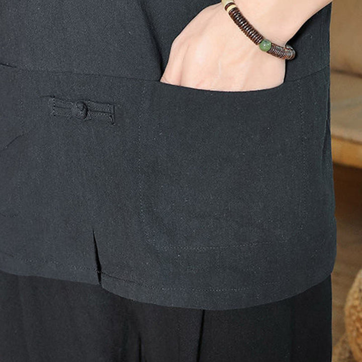 Buddha Stonesカエルボタン 中国唐装 七分袖 コットンリネン メンズシャツ - image 18