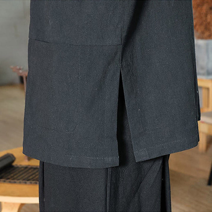 Buddha Stonesカエルボタン 中国唐装 七分袖 コットンリネン メンズシャツ - image 19