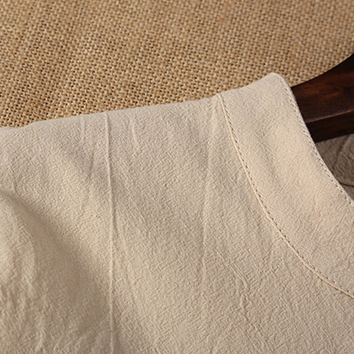 Buddha Stones 2点セット 無地 カエルボタン タンスーツ コットンリネン 半袖パンツ 衣類 メンズセット - image 6