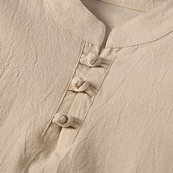 Buddha Stones 2点セット 無地 カエルボタン タンスーツ コットンリネン 半袖パンツ 衣類 メンズセット - image 5