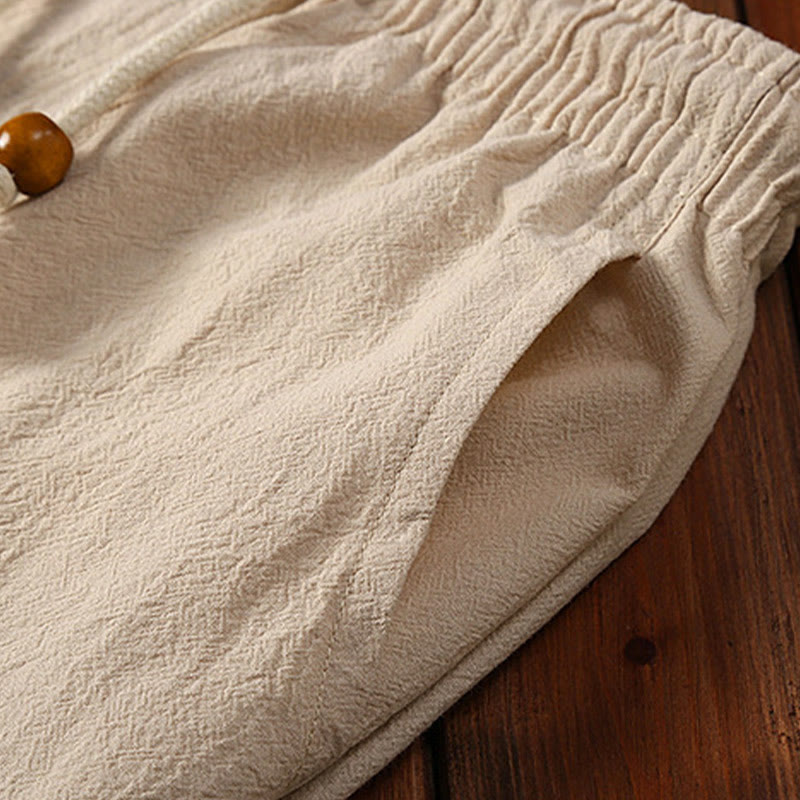 Buddha Stones 2点セット 無地 カエルボタン タンスーツ コットンリネン 半袖パンツ 衣類 メンズセット - image 12