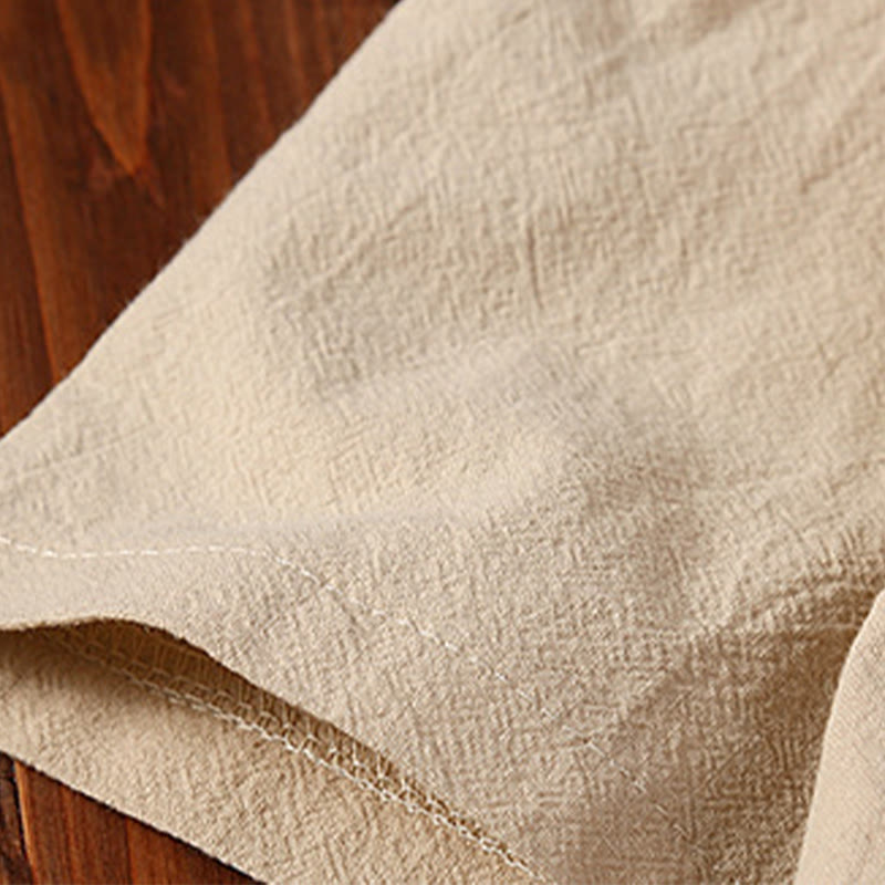 Buddha Stones 2点セット 無地 カエルボタン タンスーツ コットンリネン 半袖パンツ 衣類 メンズセット - image 8