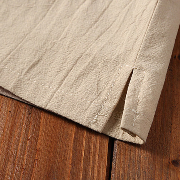 Buddha Stones 2点セット 無地 カエルボタン タンスーツ コットンリネン 半袖パンツ 衣類 メンズセット - image 9