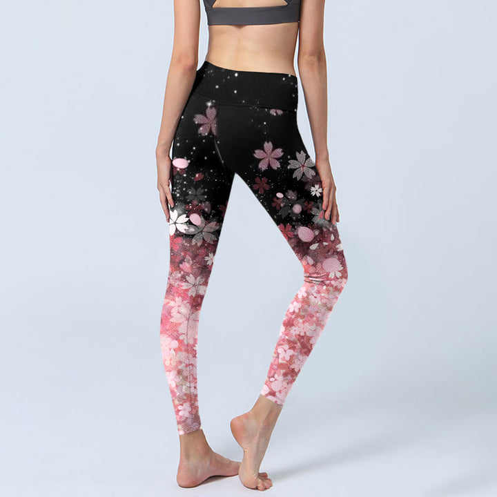 Buddha Stonesピンク 桜柄 エクササイズレギンス レディース ヨガパンツ - image 4