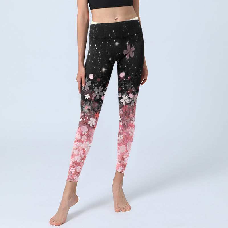 Buddha Stonesピンク 桜柄 エクササイズレギンス レディース ヨガパンツ - image 5
