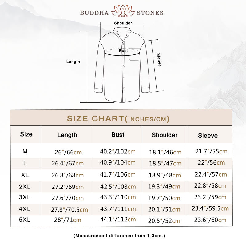 Buddha Stonesメンズ長袖シャツ（ポケット付き、スタンドカラー、快適シャツ） - image 3