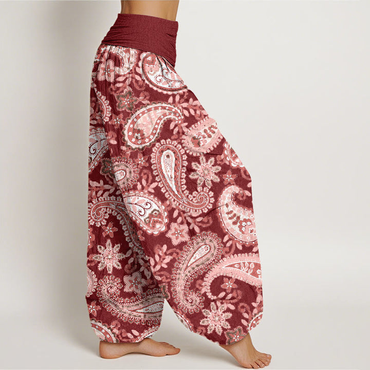 Buddha Stonesコットン カジュアル ペイズリー柄 レディース 伸縮性ウエスト ハーレムパンツ - image 1