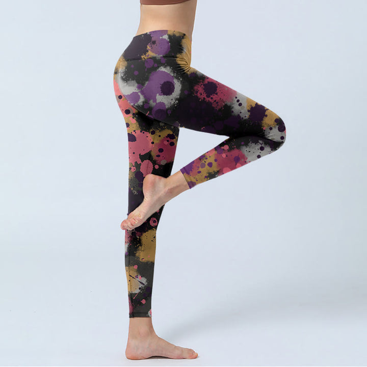 Buddha Stonesスプラッタープリントエクササイズレギンスレディースヨガパンツ - image 4