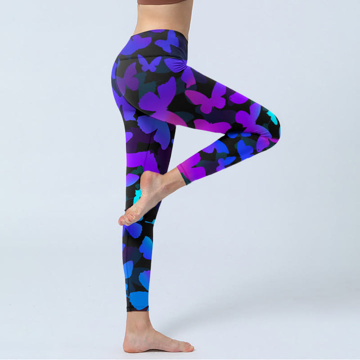 Buddha Stonesグラデーションバタフライプリントエクササイズレギンスレディースヨガパンツ - image 4