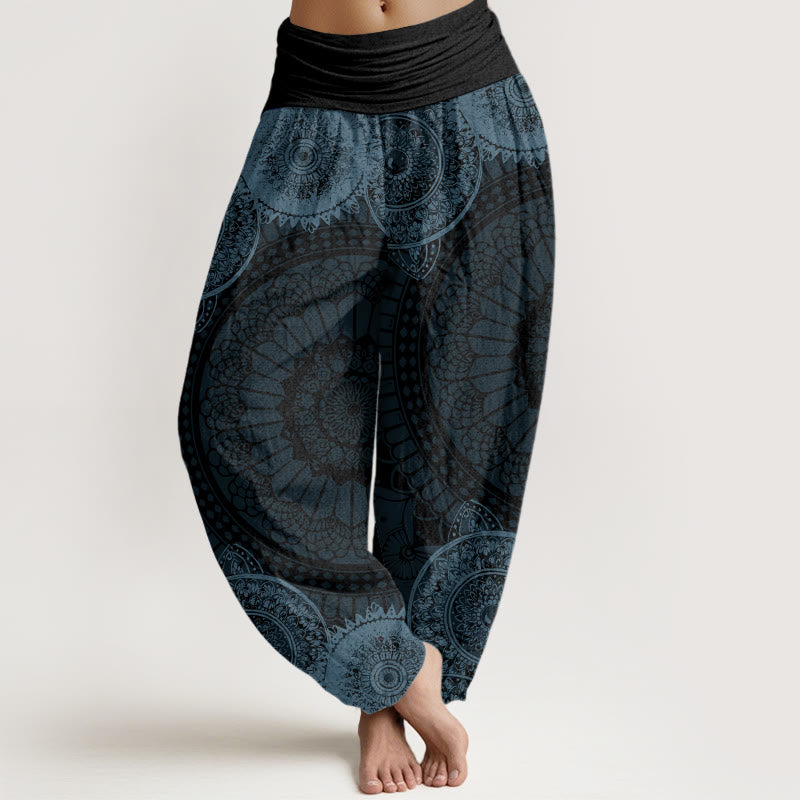Buddha Stonesコットン円形マンダラデザインレディース伸縮性ウエストハーレムパンツ - グレー - US22、 UK/AU26、 EU54 (6XL) - image 4