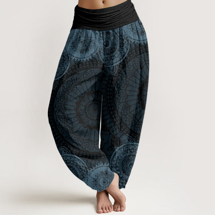 Buddha Stonesコットン円形マンダラデザインレディース伸縮性ウエストハーレムパンツ - グレー - US22、 UK/AU26、 EU54 (6XL) - image 4