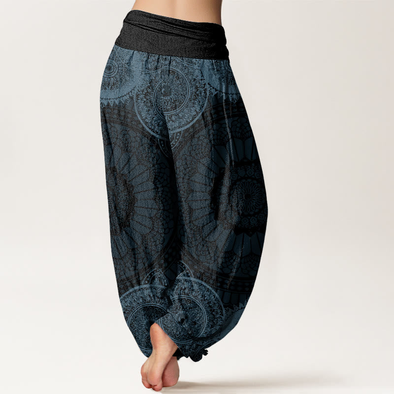 Buddha Stonesコットン円形マンダラデザインレディース伸縮性ウエストハーレムパンツ - image 5