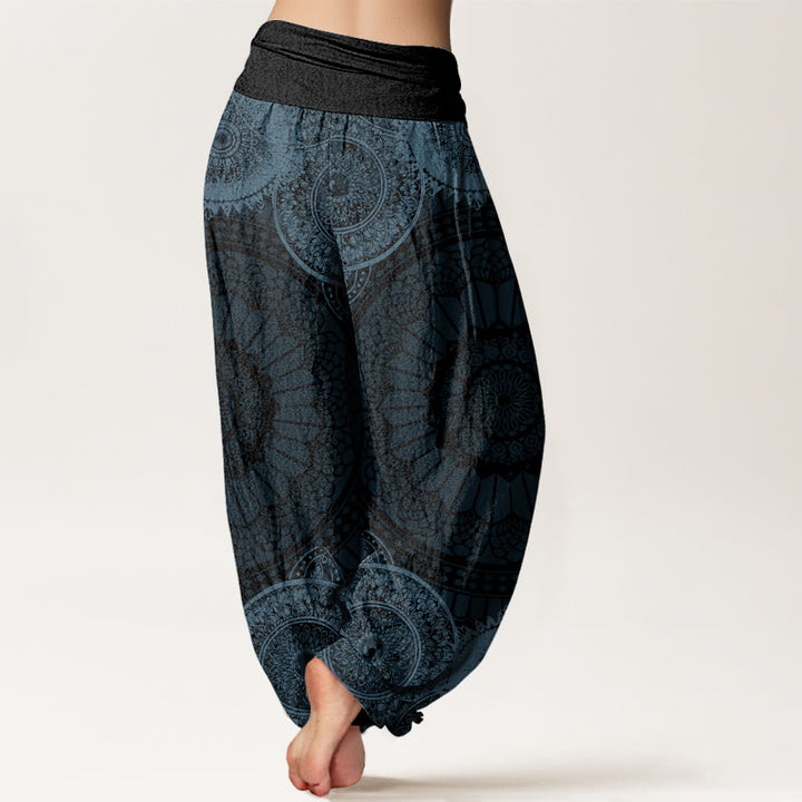 Buddha Stonesコットン円形マンダラデザインレディース伸縮性ウエストハーレムパンツ - image 5