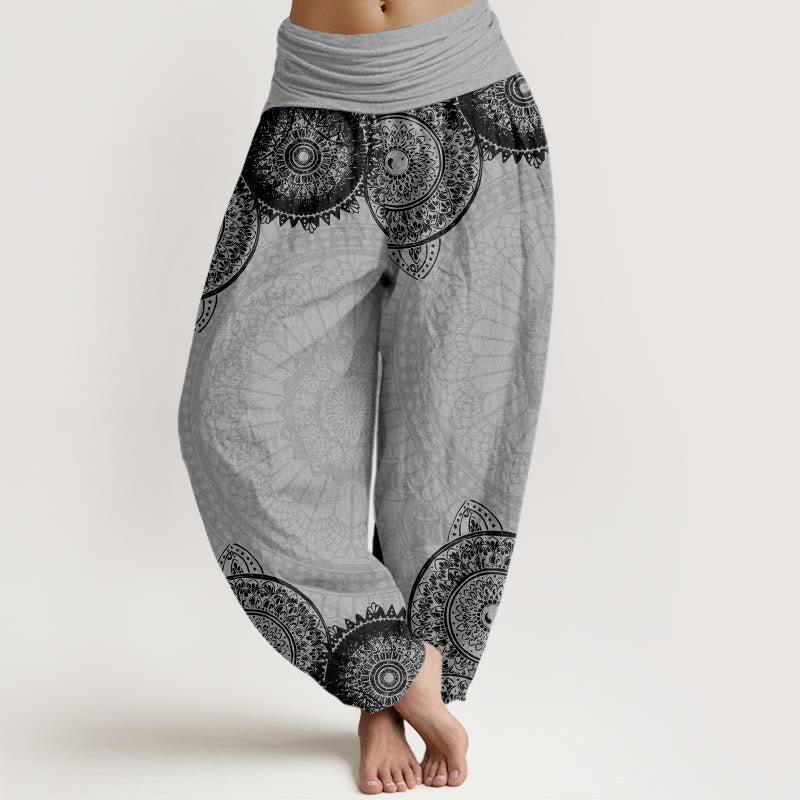 Buddha Stonesコットン円形マンダラデザインレディース伸縮性ウエストハーレムパンツ - ライトグレー - US22、 UK/AU26、 EU54 (6XL) - image 7