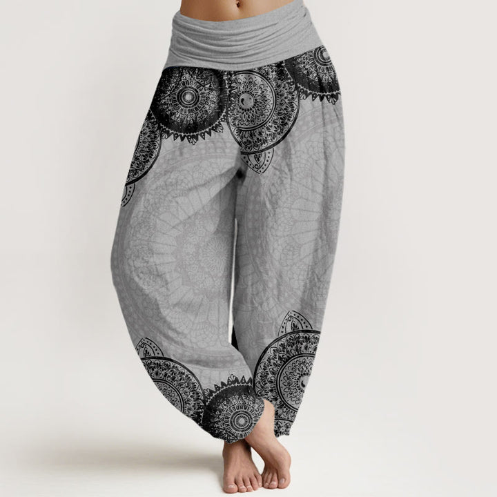 Buddha Stonesコットン円形マンダラデザインレディース伸縮性ウエストハーレムパンツ - ライトグレー - US22、 UK/AU26、 EU54 (6XL) - image 7