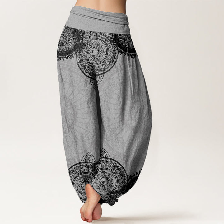 Buddha Stones円形曼荼羅デザイン レディース 伸縮性ウエスト ハーレムパンツ - image 9