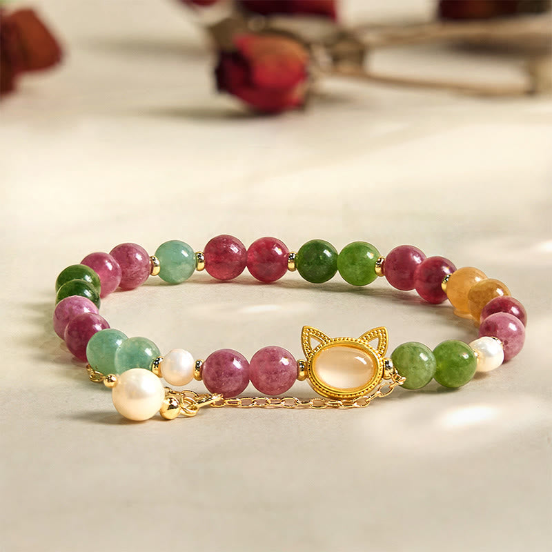 Buddha Stonesカラフルトルマリン 招き猫幸運を呼ぶブレスレット - image 2