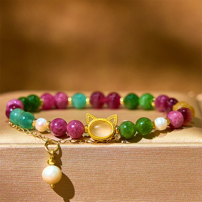 Buddha Stonesカラフルトルマリン 招き猫幸運を呼ぶブレスレット - image 4