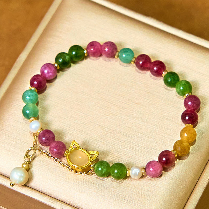 Buddha Stonesカラフルトルマリン 招き猫幸運を呼ぶブレスレット - image 3