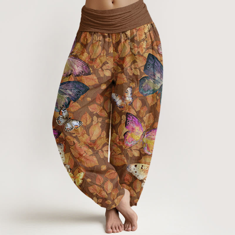 Buddha Stonesカジュアル ビビッド バタフライ 枯れ葉柄 レディース 伸縮性ウエスト ハーレムパンツ - シエナ - US22、 UK/AU26、 EU54 (6XL) - image 1