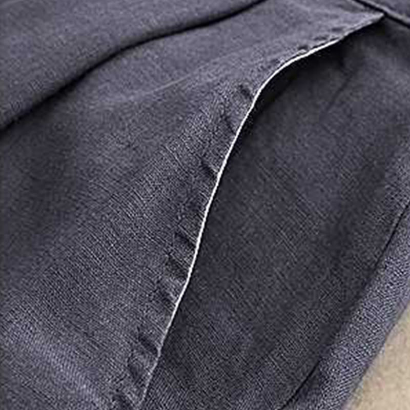 Buddha Stones夏 カジュアル 無地 ジッパーボタン アクリルファイバー カエルボタン レディース ショートパンツ ポケット付き - image 8