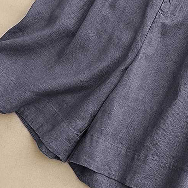 Buddha Stones夏 カジュアル 無地 ジッパーボタン アクリルファイバー カエルボタン レディース ショートパンツ ポケット付き - image 9