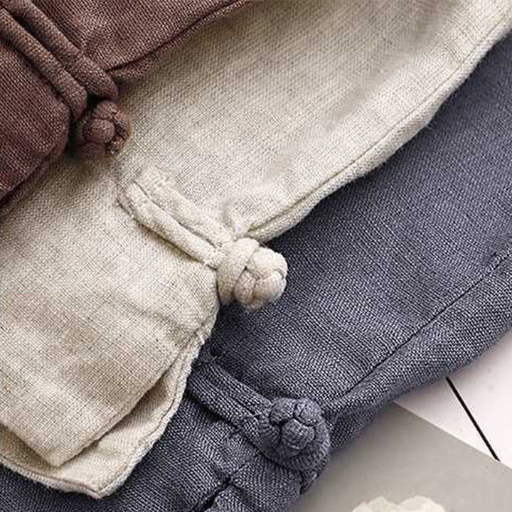 Buddha Stones夏 カジュアル 無地 ジッパーボタン アクリルファイバー カエルボタン レディース ショートパンツ ポケット付き - image 22