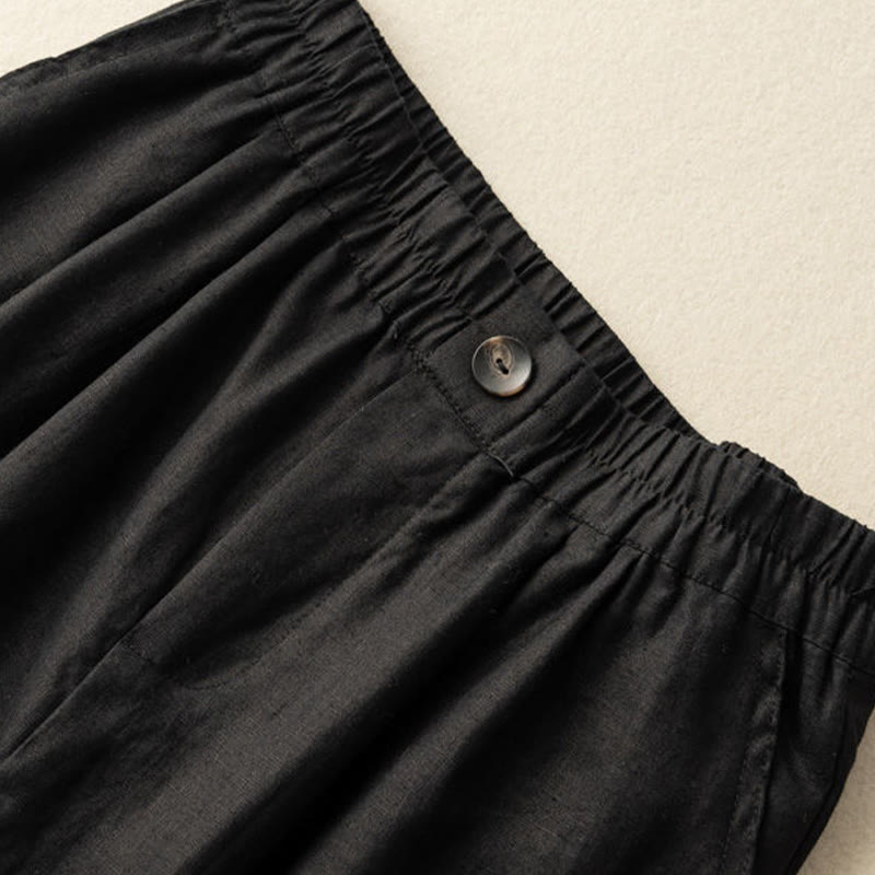 Buddha Stones夏 カジュアル 無地 ジッパーボタン コットンリネン レディース ショートパンツ ポケット付き - image 13