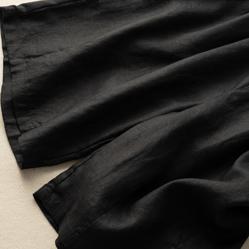 Buddha Stones夏 カジュアル 無地 ジッパーボタン コットンリネン レディース ショートパンツ ポケット付き - image 15