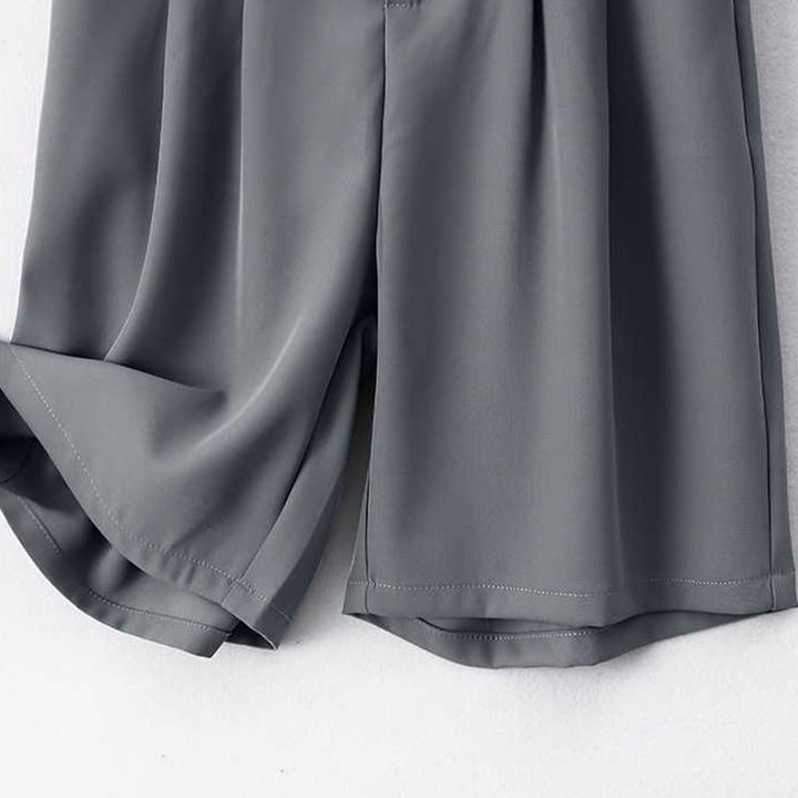 Buddha Stones夏 カジュアル ジッパーボタン ゆったり 無地 コットンリネン レディース ショートパンツ ポケット付き - image 1