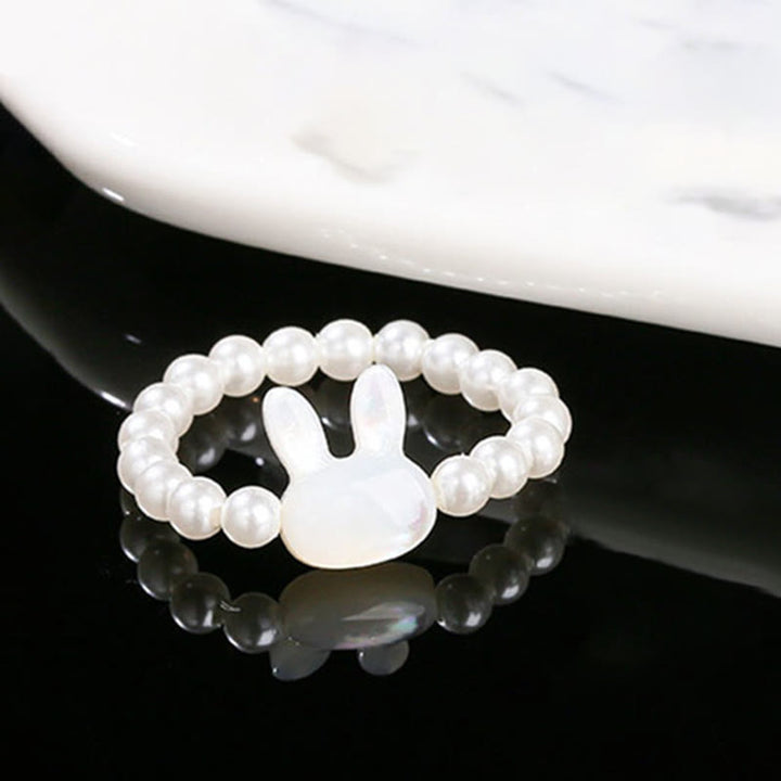 Buddha Stones3mm シャコガイ 石ビーズ ウサギの祝福 弾性リング
