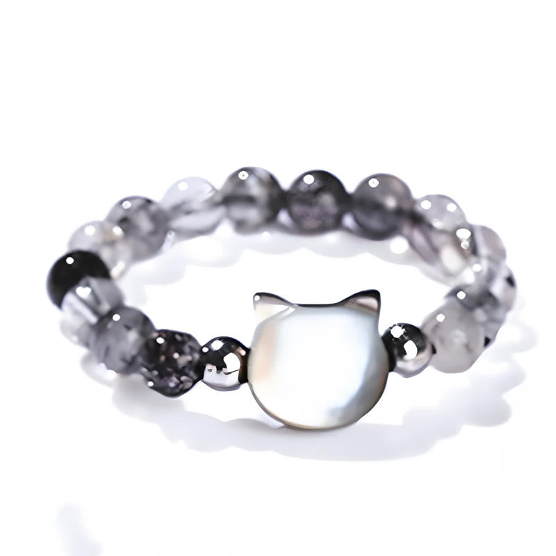 Buddha Stones 3mm ブラックルチルクォーツ シャコガイ 石 ウサギ 猫 リング - image 13