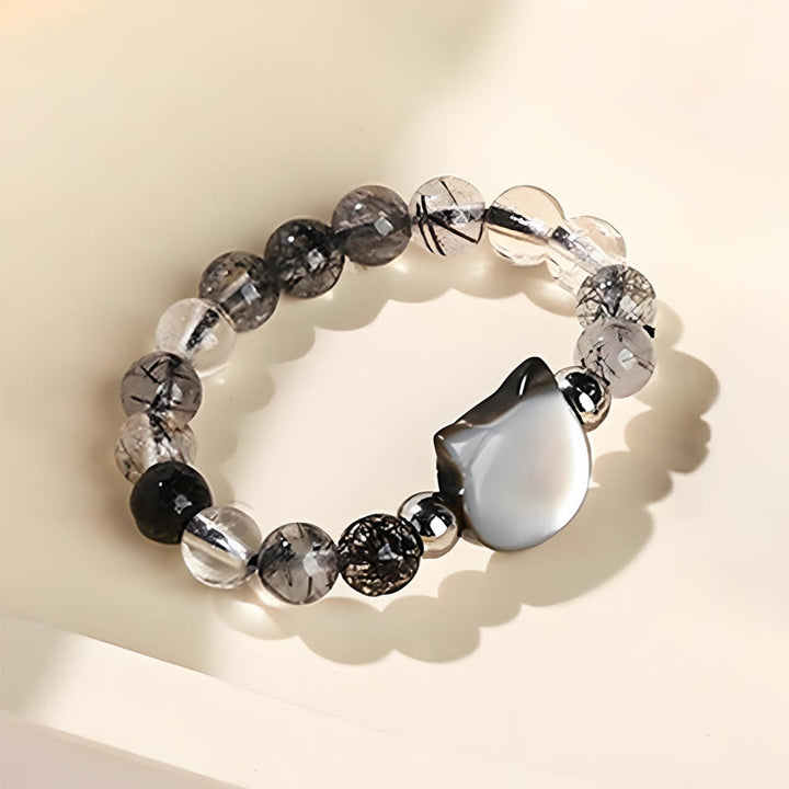 Buddha Stones 3mm ブラックルチルクォーツ シャコガイ 石 ウサギ 猫 リング - image 12