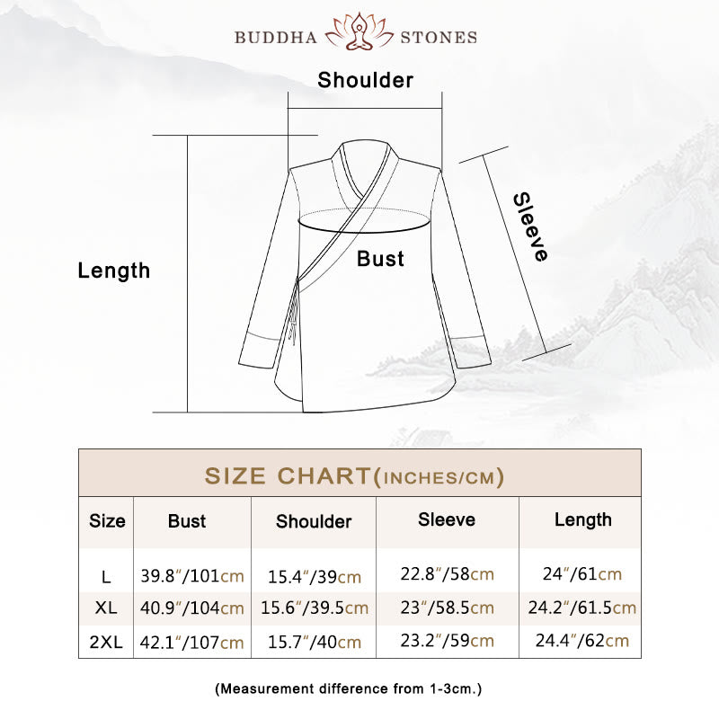 Buddha Stonesの秋の無地漢服長袖レースアップレディースシャツ - image 3